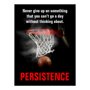 Persistentie Basketball Inspirerend Motivatie Perfect Poster