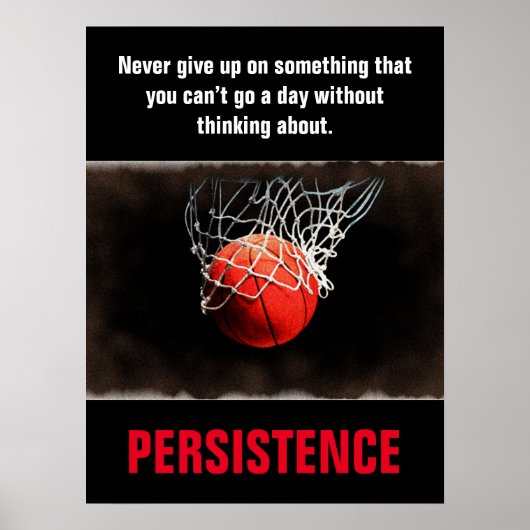 Persistentie Basketball Inspirerend Motivatie Poster (Voorkant)