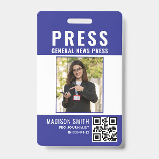 Perskaart Journalist Foto ID Badge