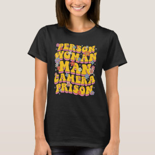 Person Woman Man Camera Prison Groovy T-shirt