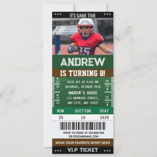 Personal American Football Ticket verjaardagsfoto Kaart