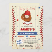 Personal Baseball Birthday Invitation with Photo (Devant / Derrière)