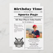 Personal Baseball Birthday Invitation With Photo (Devant / Derrière)