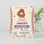 Personal Baseball Birthday Invitation with Photo Kaart (Staand voorkant)
