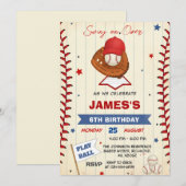Personal Baseball Birthday Invitation with Photo Kaart (Voorkant / Achterkant)