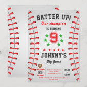 Personal Baseball Birthday Party Invitation (Devant / Derrière)
