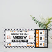 Personal Baseball ticket birthday invitation (Debout devant)