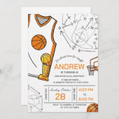 Personal basketball birthday invitation (Devant / Derrière)
