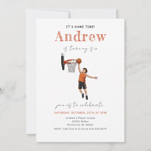 Personal Basketball Birthday Invitation (Devant)