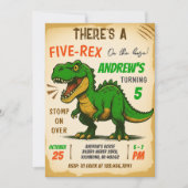 Personal Boy Dinosaur Verjaardagsfeestje Uitnodigi Kaart (Voorkant)