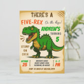 Personal Boy Dinosaur Verjaardagsfeestje Uitnodigi Kaart (Staand voorkant)