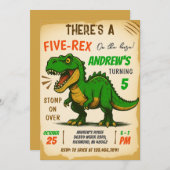 Personal Boy Dinosaur Verjaardagsfeestje Uitnodigi Kaart (Voorkant / Achterkant)
