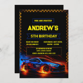 Personal Boys Racecar sport invitation d'anniversa (Devant / Derrière)