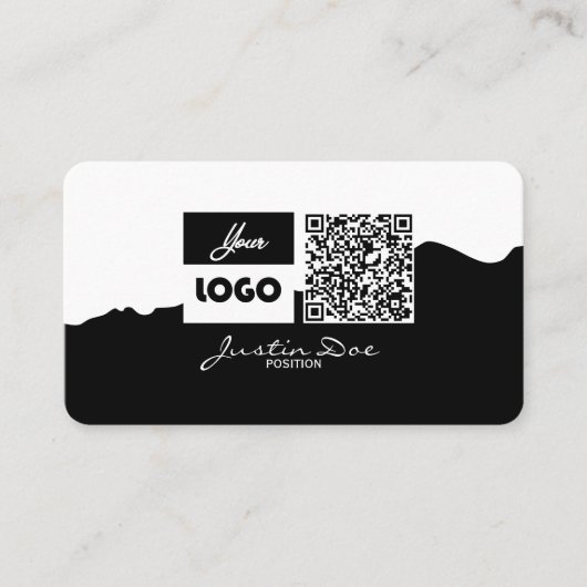 Personal business card with QR code Black & White Visitekaartje (Voorkant)