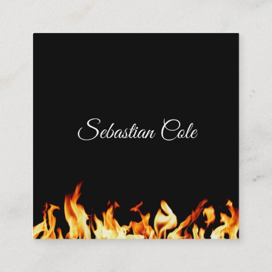 Personal Chef Culinaire Flaming Fire Catering Vierkante Visitekaartje (Achterkant)