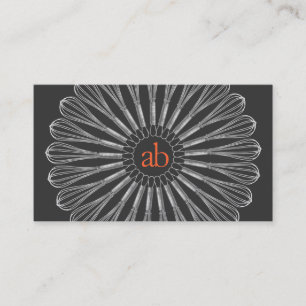 Personal Chef Monogrammed Whisk Logo Visitekaartje