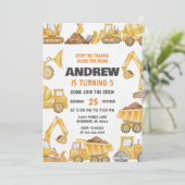 Personal Construction Boys Modern Birthday Party  Kaart (Staand voorkant)