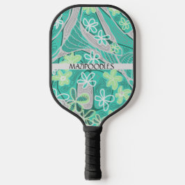 Personal Creative Floral Neuro Art Teal Green Pickleball Paddle
