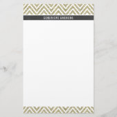 PERSONAL CUSTOM chevron patroon grijs goud glitter Briefpapier (Voorkant)