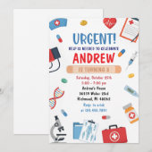 Personal Digital Kids Doctor Birthday Invitation (Devant / Derrière)