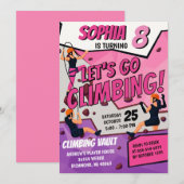 Personal Girls Rock Climbing Birthday Invitation (Devant / Derrière)