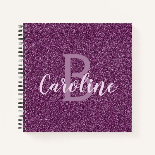 Personal Glitter Monogram Journal Notitieboek (Voorkant)