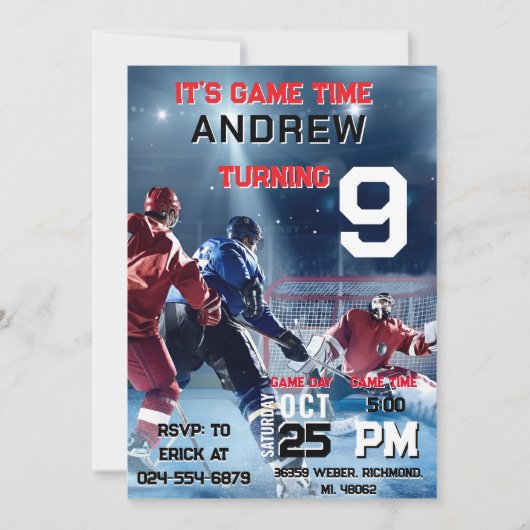 Personal Hockey Birthday with photo Invitation (Devant)