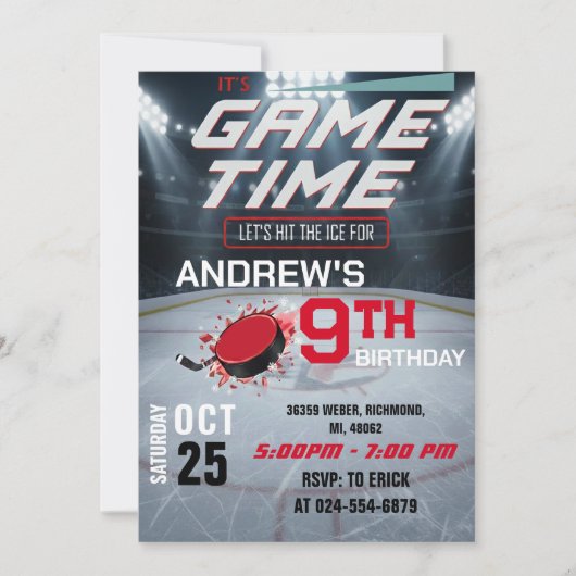 Personal Hockey Birthday with photo Invitation (Devant)