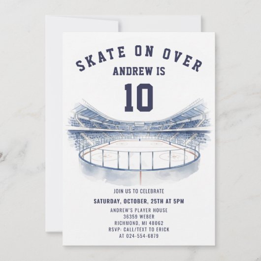 Personal Hockey Theme Birthday Party Invitation (Devant)