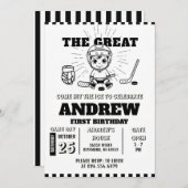 Personal Hockey Theme First Birthday Invitation (Devant / Derrière)