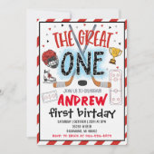 Personal Hockey Theme First Birthday Invitation (Devant)