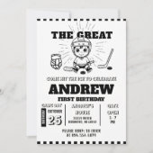Personal Hockey Theme First Birthday Invitation Kaart (Voorkant)