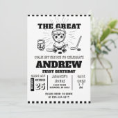 Personal Hockey Theme First Birthday Invitation Kaart (Staand voorkant)