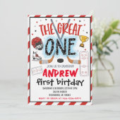 Personal Hockey Theme First Birthday Invitation Kaart (Staand voorkant)
