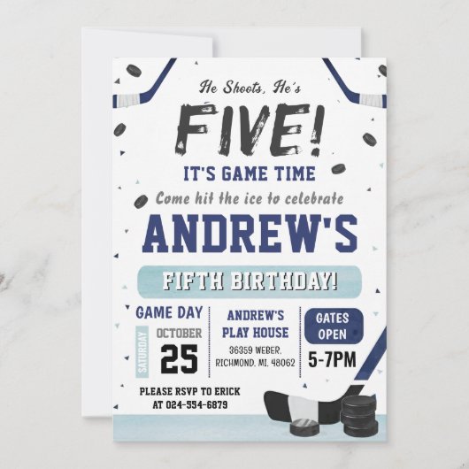 Personal Ice Hockey Birthday Invitation (Devant)