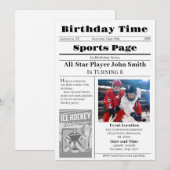 Personal Ice Hockey Birthday Invitation With Photo (Devant / Derrière)
