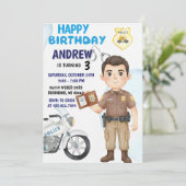 Personal Modern Cop Party birthday invitation (Debout devant)