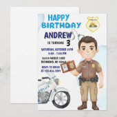 Personal Modern Cop Party birthday invitation (Devant / Derrière)