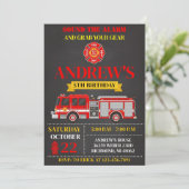 Personal Modern Firefighter Birthday Invitation (Debout devant)