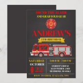 Personal Modern Firefighter Birthday Invitation (Devant / Derrière)