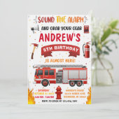 Personal Modern Firetruck Birthday  Kaart (Staand voorkant)