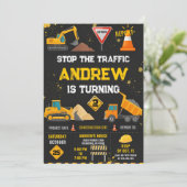 Personal Modern Kids' Construction Birthday Party  Kaart (Staand voorkant)