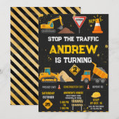 Personal Modern Kids' Construction Birthday Party  Kaart (Voorkant / Achterkant)