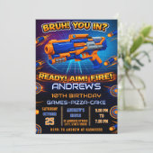 Personal modern Nerf Birthday Party Invitation (Debout devant)