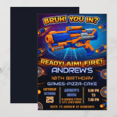 Personal modern Nerf Birthday Party Invitation (Devant / Derrière)