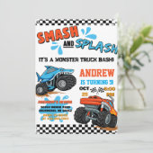 Personal Monster Truck Boy Birthday Invitation (Debout devant)
