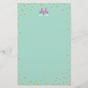 PERSONAL NOTE mini spot confetti gold glitter munt Briefpapier