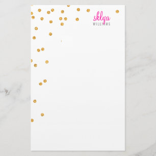 PERSONAL NOTE polka dot confetti bold gold glitter Briefpapier