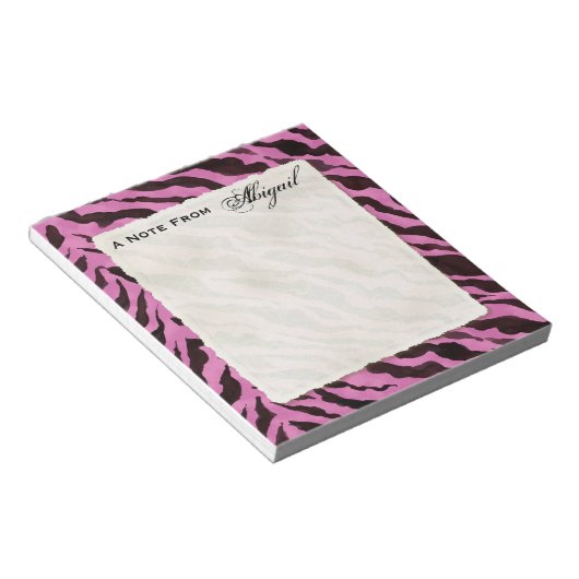 Personal Notes Hot Pink Black Zebra Stripe Print Notitieblok (Schuin)