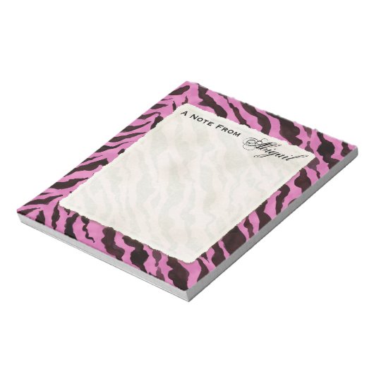Personal Notes Hot Pink Black Zebra Stripe Print Notitieblok (Gedraaid)